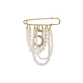 Luxury Fashion Pearl Number 5 Brooches for Women's